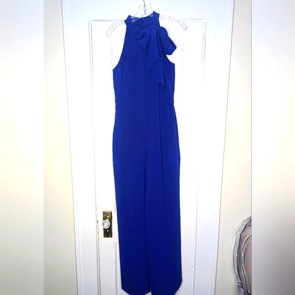 *SOLD* Vince Camuto Bow Neck Halter Jumpsuit Royal Blue Size 8